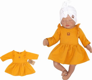 Bavlnené detské  šaty - horčicová