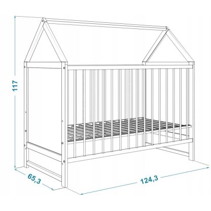 AJK Meble detská drevená postieľka ANIA – domček 120x60 cm sosna