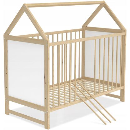 AJK Meble detská drevená postieľka ANIA – domček 120x60 cm sosna