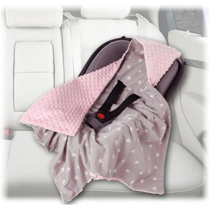 BabyMAM deka do autosedačky - ružová MINKY s hviezdičkami