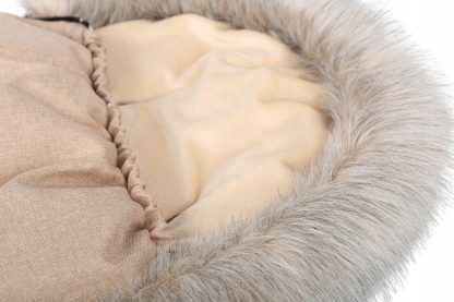 PREMIUM BABYMAM Zateplený fusak DO KOČÍKU SÁNKY S KOŽUŠINOU Cappuccino + piesok