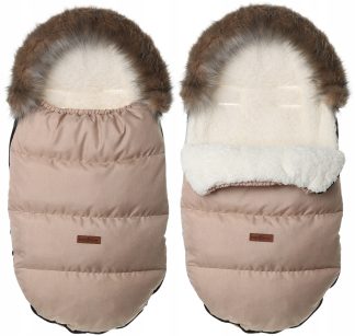 PREMIUM BABYMAM Zateplený fusak DO KOČÍKU SÁNKY S KOŽUŠINOU Cappuccino ecru