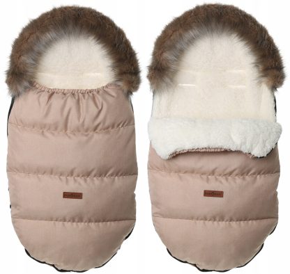 PREMIUM BABYMAM Zateplený fusak DO KOČÍKU SÁNKY S KOŽUŠINOU Cappuccino ecru