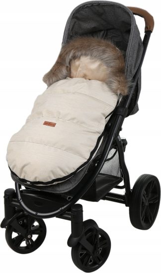 PREMIUM BABYMAM Zateplený fusak DO KOČÍKU SÁNKY S KOŽUŠINOU Piesková