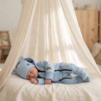 PRECHODNÝ OVERAL KAZUM ZO ZATEPLENEJ BAVLNY krištáľovo modrá